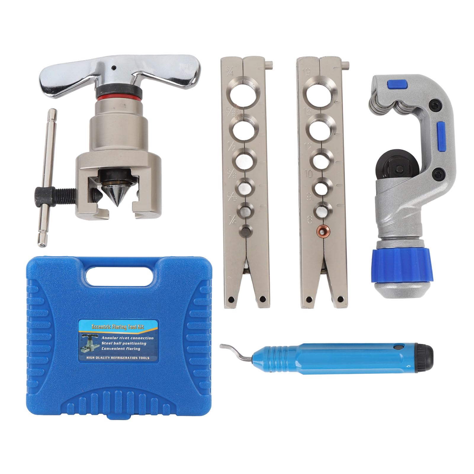 CHICIRIS Kit de Herramientas de Abocardado de 5 Piezas, Herramienta de Abocardado de Tubos HVAC de Metal con Cortador de Tubos, para de Aluminio de Cobre de 1/4 Pulgadas, 5/16
