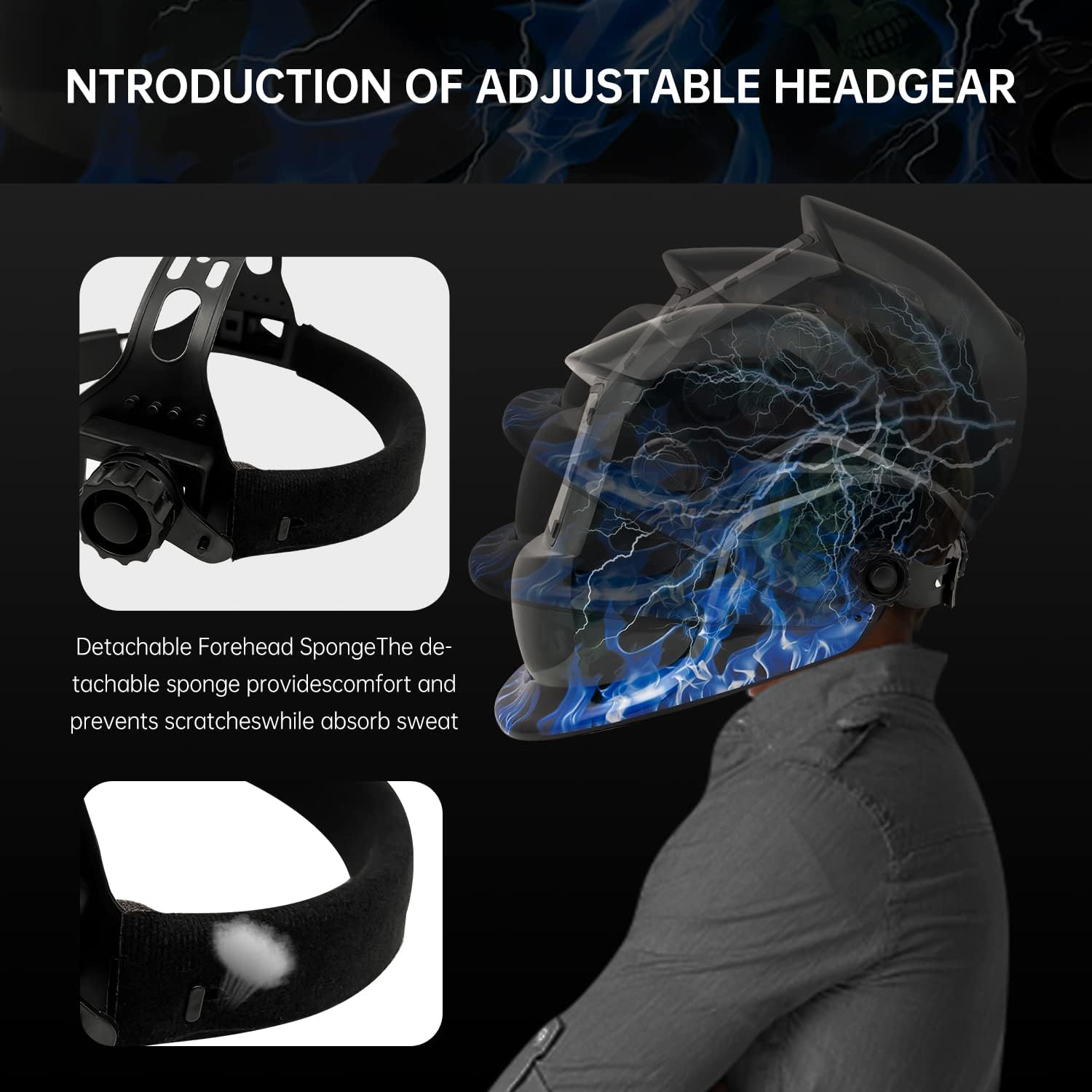 An adjustable welding helmet with enhanced comfort.