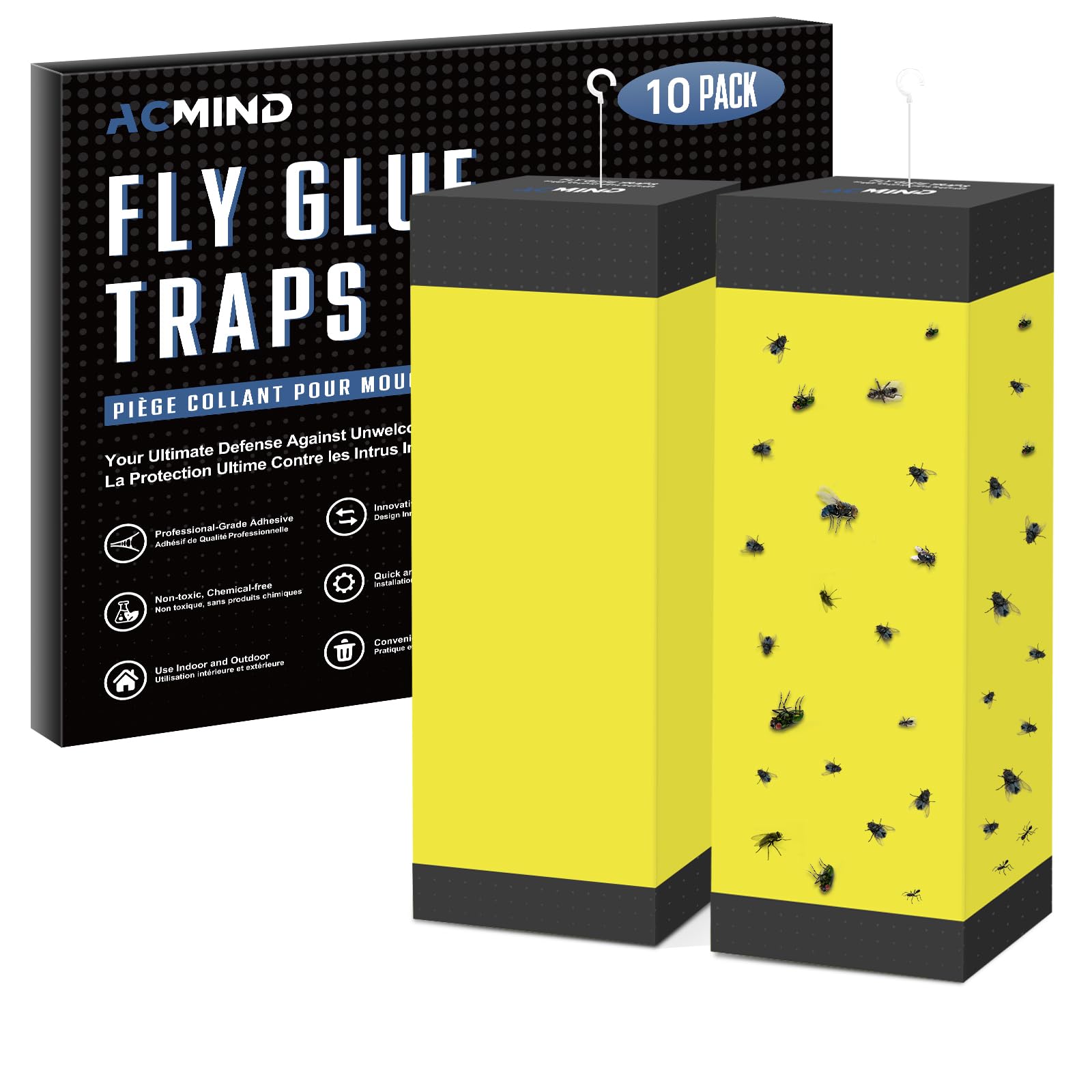 Box-Shaped Sticky Fly Catcher (Fly Catcher Indoor), Fruit Fly Trap, Fly Traps Indoor for Home Use, Hang or Stand, Sticky Fly Trap for Kitchen & Rubbish Bin