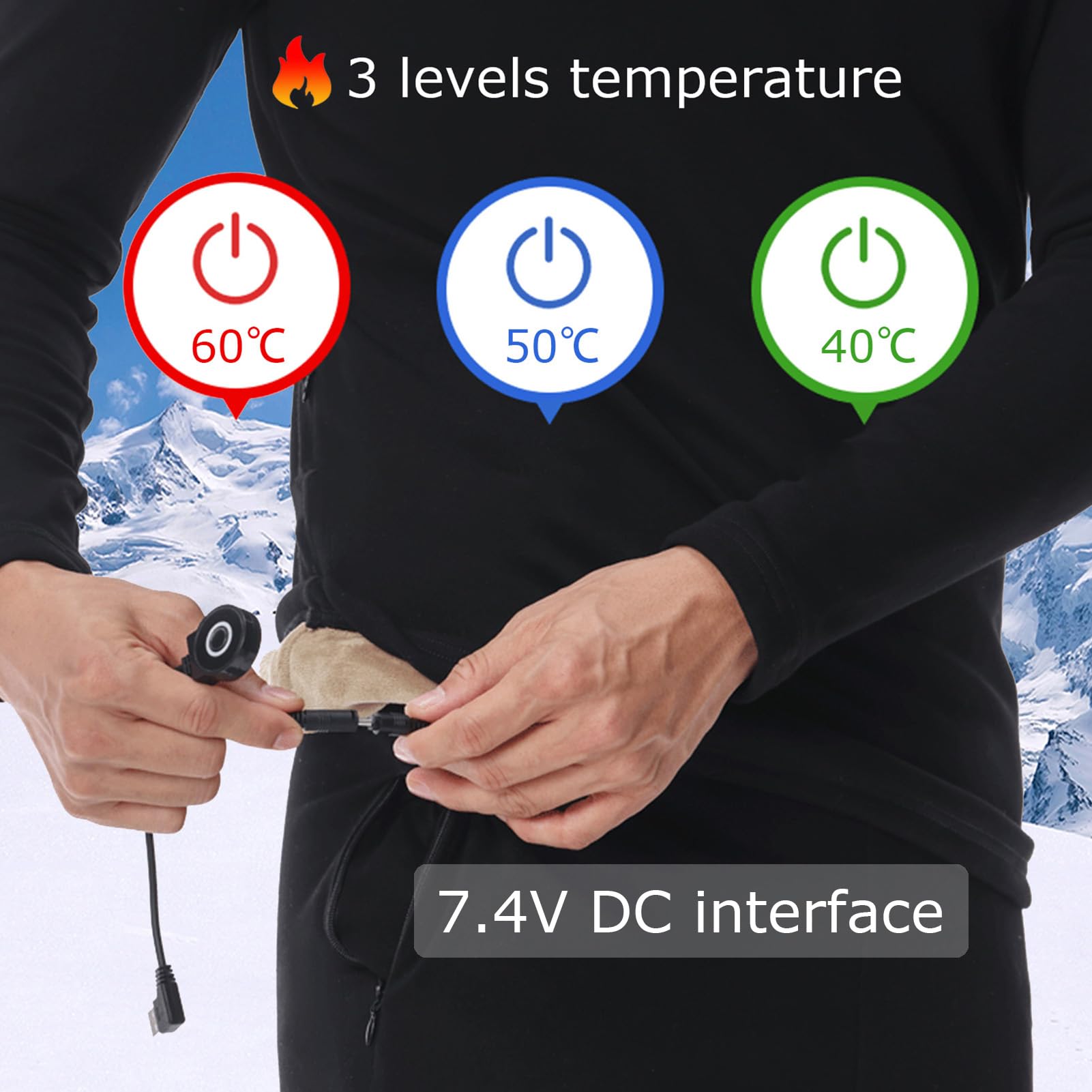 Inverni, Biancheria Intima Riscaldata, Uomo, Donna, App E Telecomando, Riscaldamento, Magliette E Pantaloni Termici per Gli Sport all'Aria Aperta