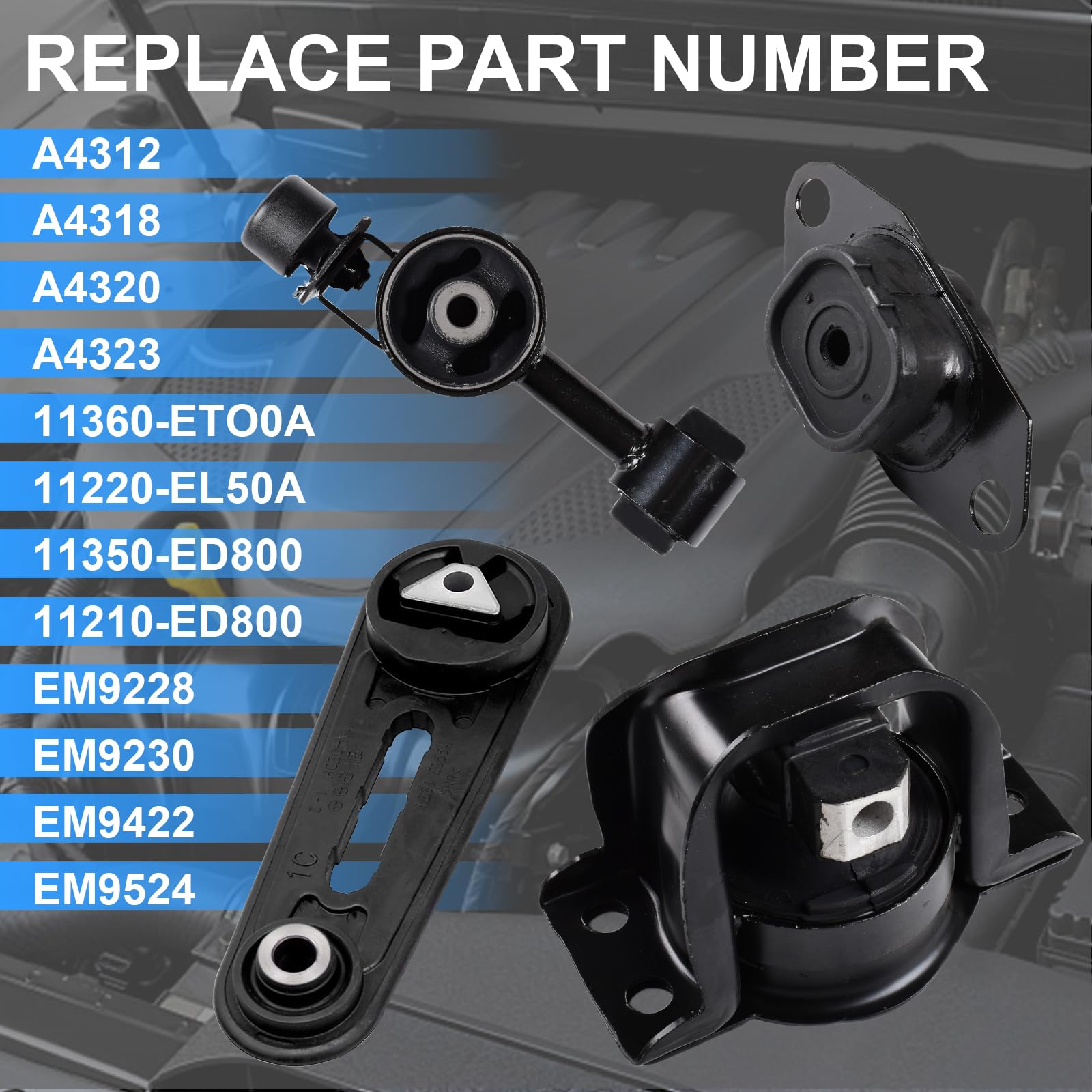 4pcs Engine Motor & Trans Mount for 2007-2018 Nissan Altima l4 2.5L Auto Trans