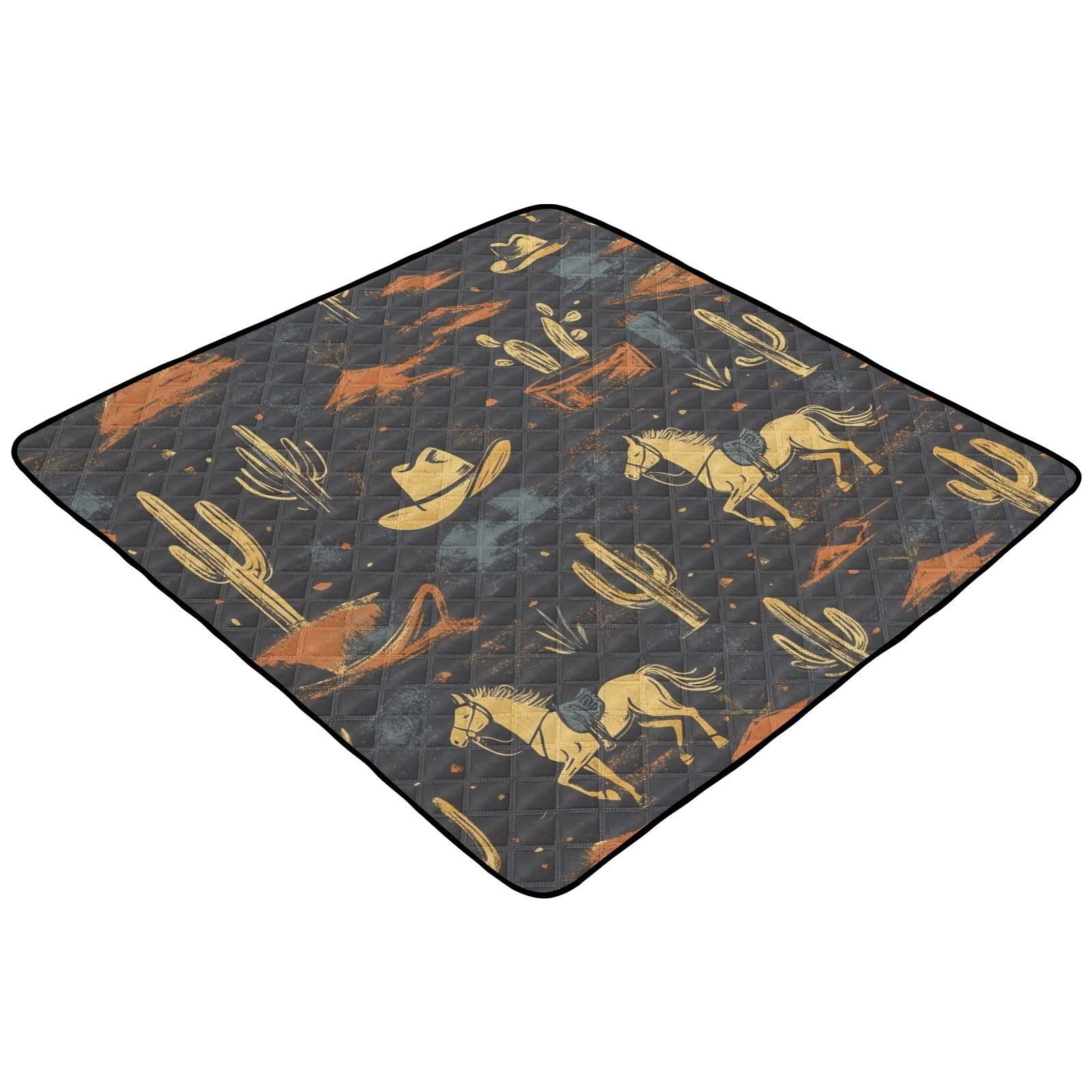 Selerdon Baby Play Mat Western Cowboy Horse Cactus 50