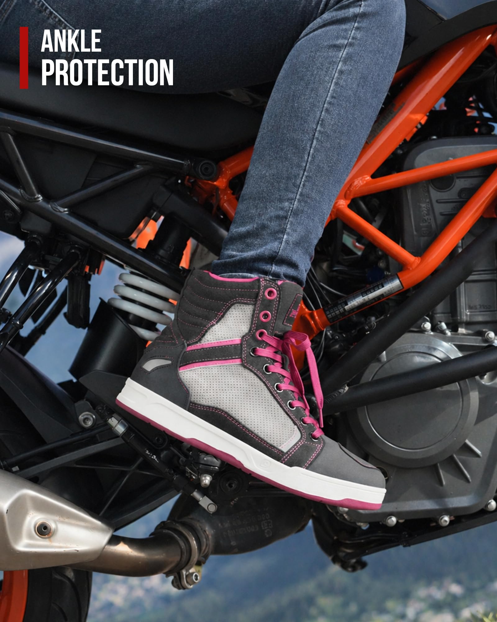 BORLENI Scarpe Moto Uomo Stivali Moto | Traspiranti Uomo Scarpe Motocross Casual Suola Antiscivolo Zip Laterale, Supporto alla Caviglia e Shift Pad