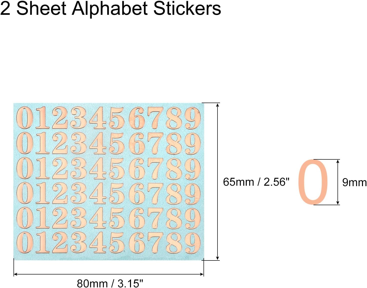 MECCANIXITY 2 Sheets Number Resin Stickers 3D Small 0 to 9 Rose Red Mini Number Sticker Metallic Glitter Alloy for Resin Nail Scrapbooking 9mm
