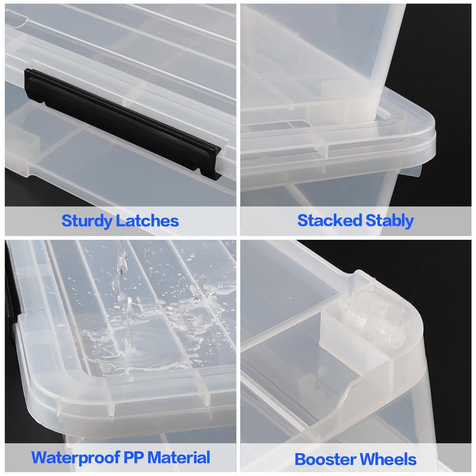 Gloreen 3-Packs Plastic Underbed Storage Bins with Lids, 40 Quart Latch Storage Box