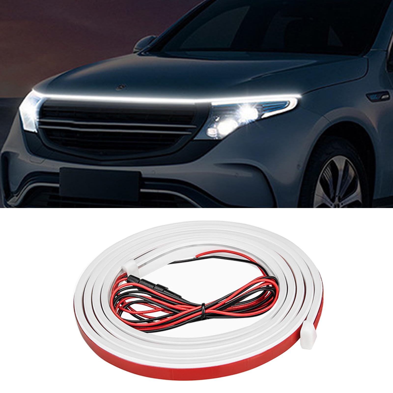 Pack-1 70" White LED Car Hood Strip Light, Universal Fit, 12V, Waterproof, Dustproof, 1 Piece