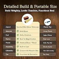 Vista 6 de Captains - Mini telescopio de mano de latón de 6 pulgadas con caja de madera coleccionables náuticos