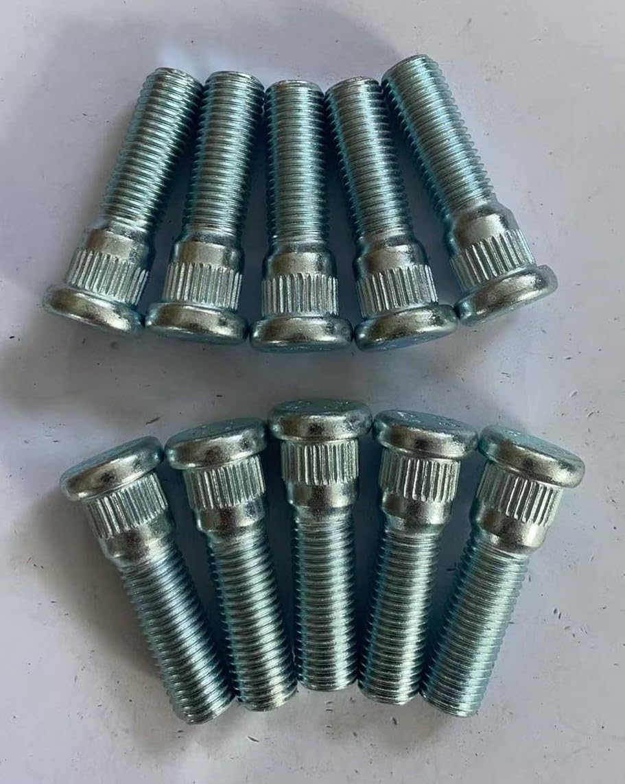 10 PCS 1/2-20 Serrated Wheel Stud Bolt 610-448 0.66 in. Knurl, 1.95 in. Length Replacement for 2007-2017 Jeep Wrangler Rear, 02-10 Grand Cherokee, 06-10 Commander
