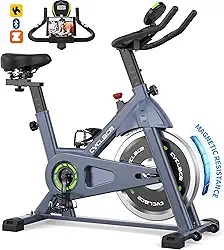 Cyclace Bicicleta ergométrica, bicicleta ergométrica magnética para casa, bicicleta de ciclismo cardiovascular com baixo ruído, compatível com aplicativo, capacidade de peso de 136 kg e suporte para