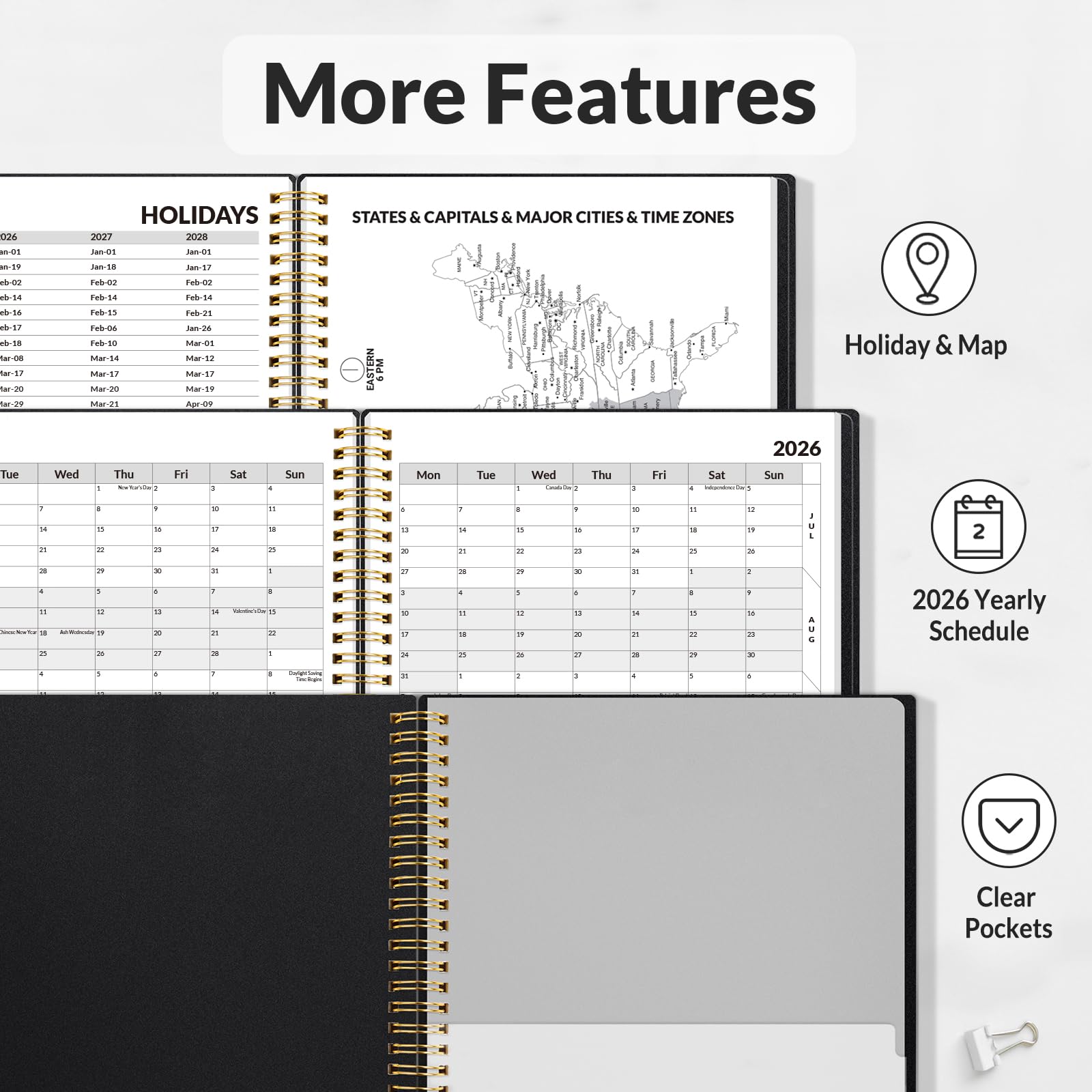 SUNEE 2026 Weekly and Monthly Planner - from January 2026 - December 2026 Daily Agenda Planner with Monthly — view 6
