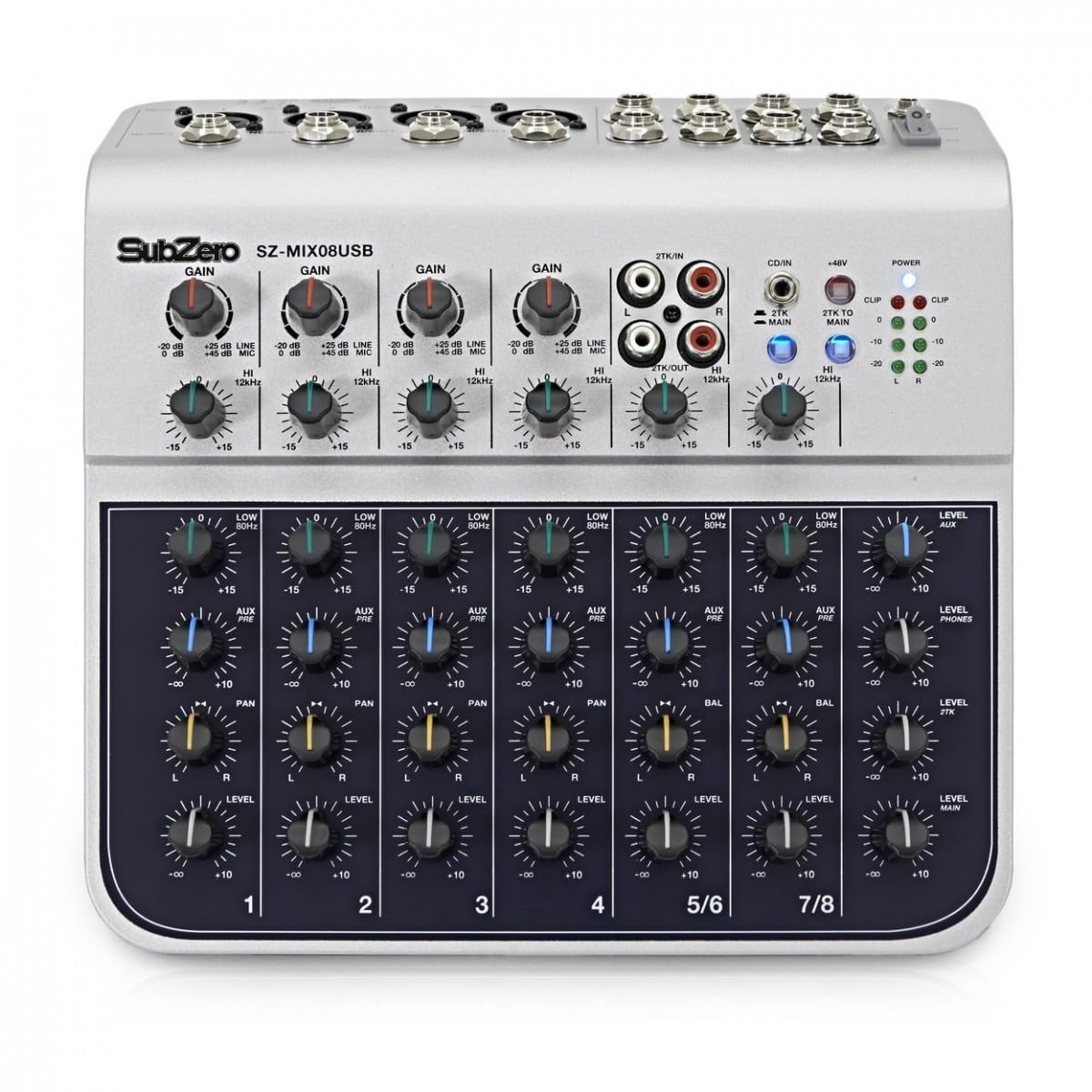 SubZero C10A Aktives PA-System mit Mikrofonen, Stativen und Mischpult | 10-Zoll-Aktives-PA-System mit Mikrofonen, Kabeln, Stativen und Mixer, Acht Leistungsstarke Kanäle, 2-Band-EQ