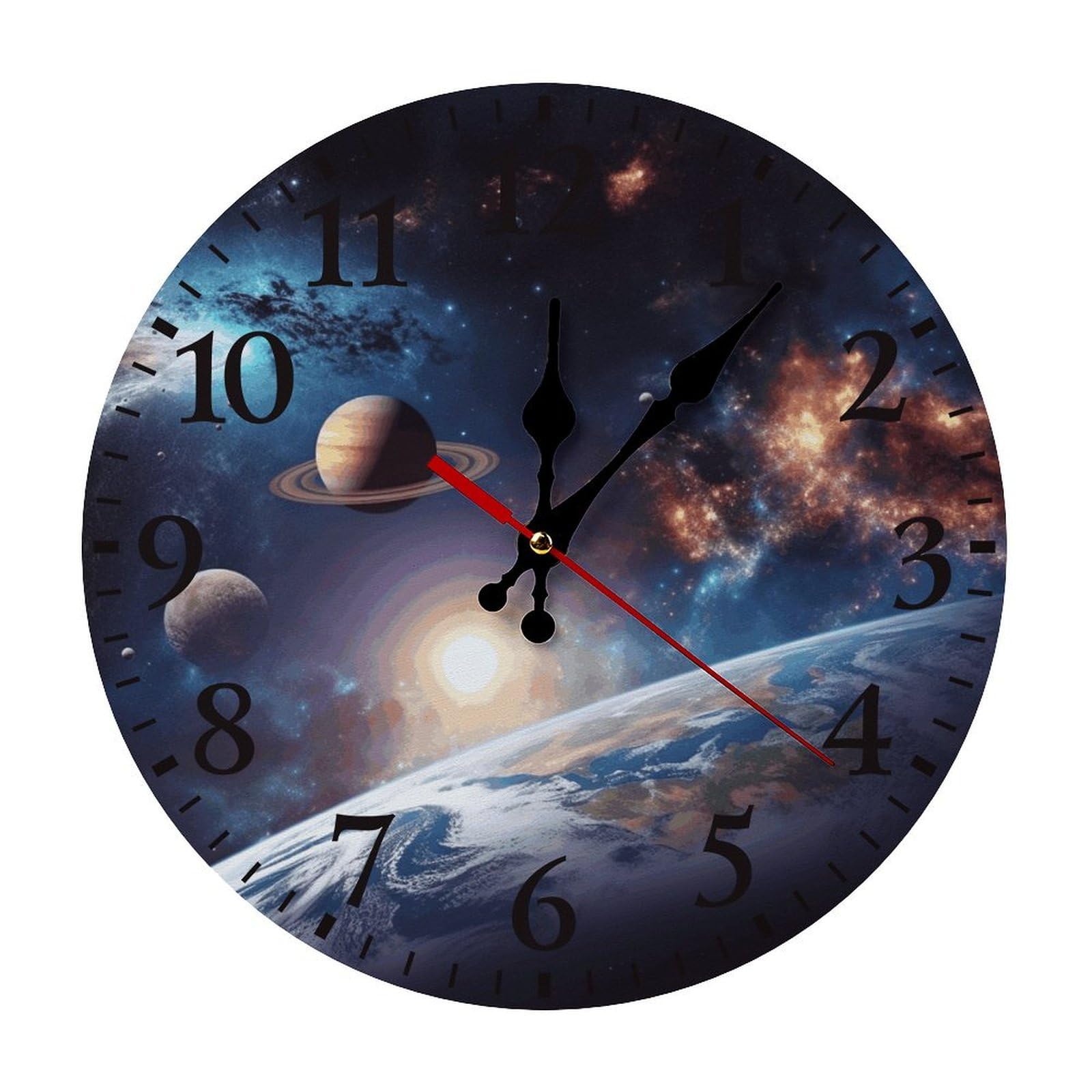 Horloge murale cuisine et salon au design universel de galaxie noire tendance
