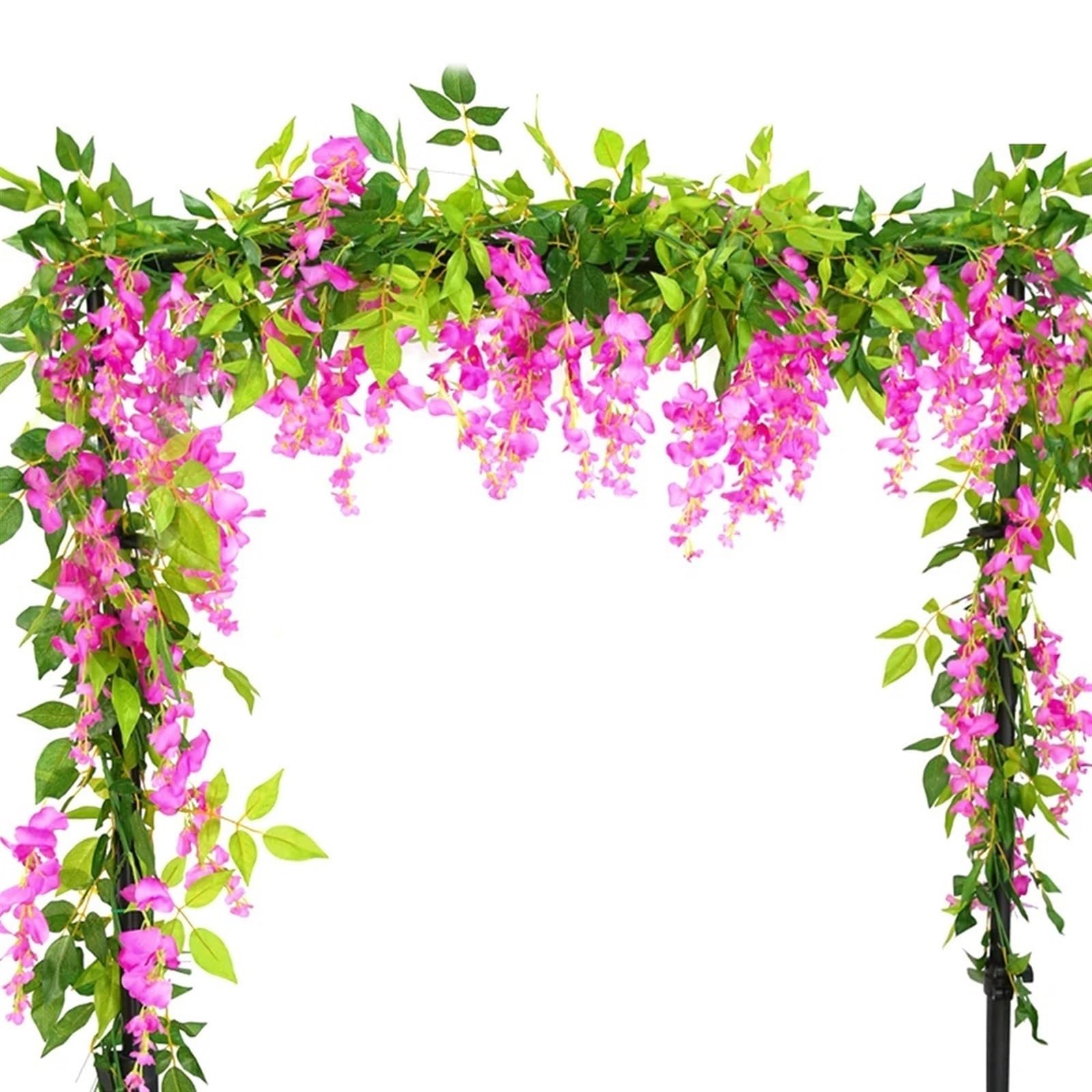 Artificial Flower Vine 2pc 1.8M Wisteria Artificial Flowers Vine Garland Plants Wedding Arch Decoration Fake Plant Leaf Rattan Trailing Wall Flower Ivy For decoration(4pcs 1.8m Light Pi)