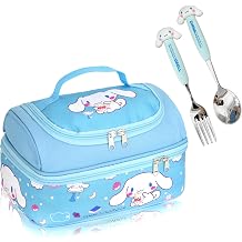 Roffatide Anime Lunch Bag for Man Woman Leakproof Large Compartment Lunch Container Tote for Work Travel with spoon+fork D