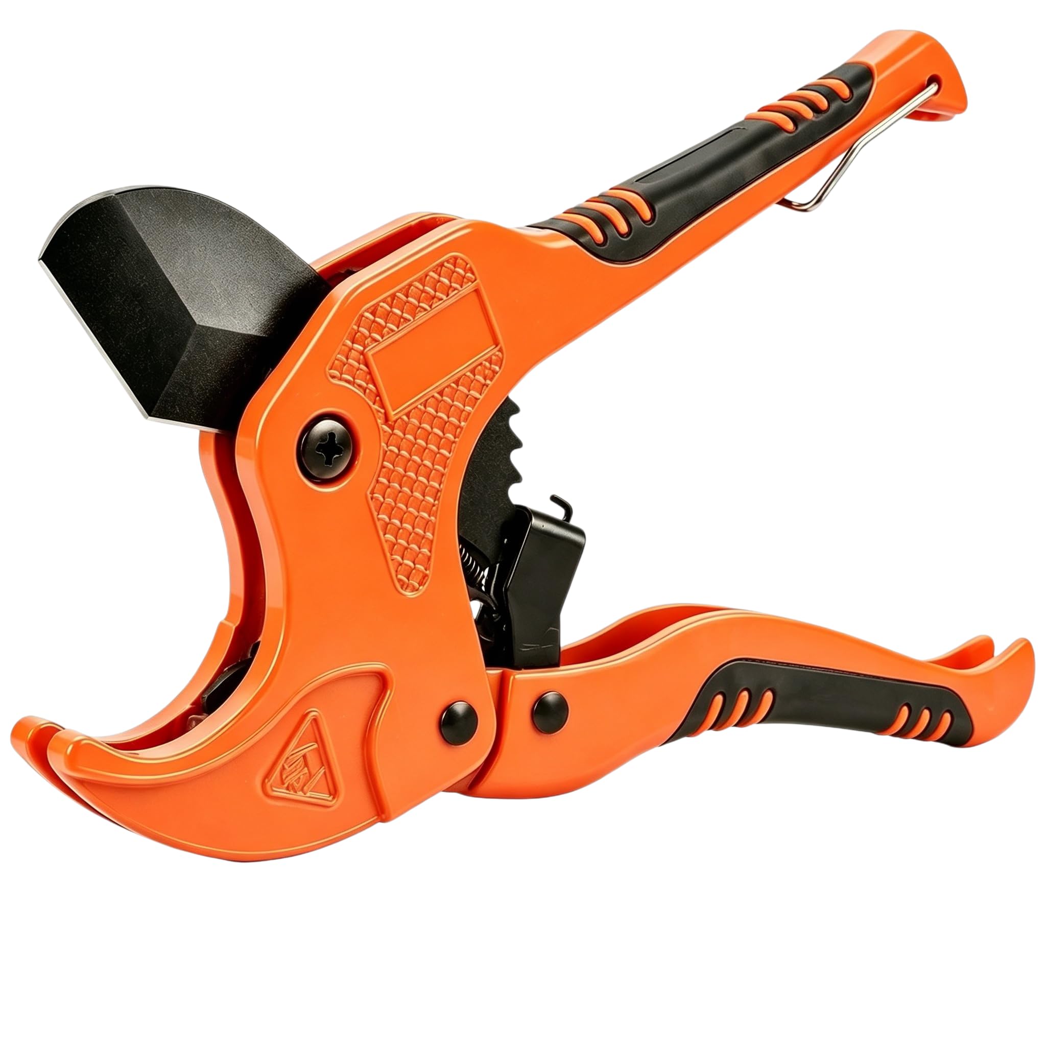 42mm PVC Pipe Cutter, Heavy Duty Ratchet Pipe Cutter with All-Aluminum Non-Slip Handle, Plastic Pipe Cutter for PEX PPR PE Rubber Hoses, Conduit Cutter for Plumbers & Electricians (Orange)