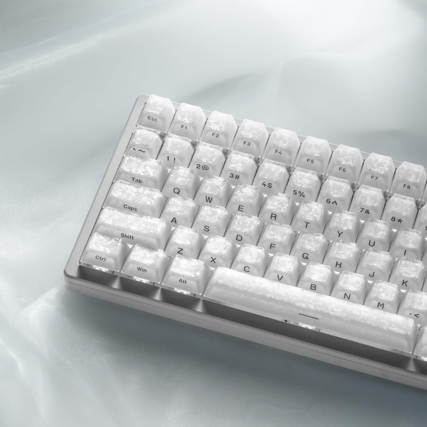 Double Shot White Jelly Keycaps, Shine Through Keyboard Keycaps