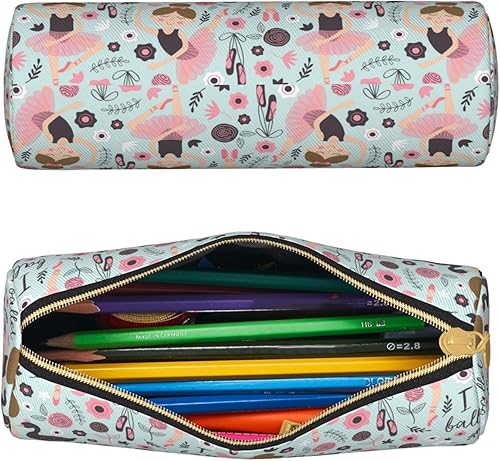 Miniatura 4 de Bolsa de maquillaje simple de lona Bolsa de soporte de pluma Bolsa de almacenamiento de oficina, Adorable bailarina de ballet