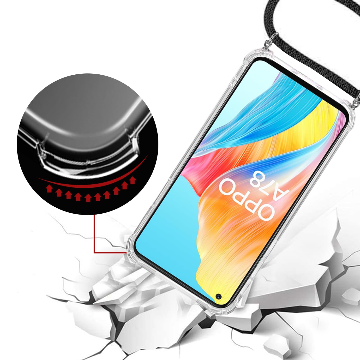 Keteen Custodia con Collana per Oppo A78 4G Cover Trasparente Morbido