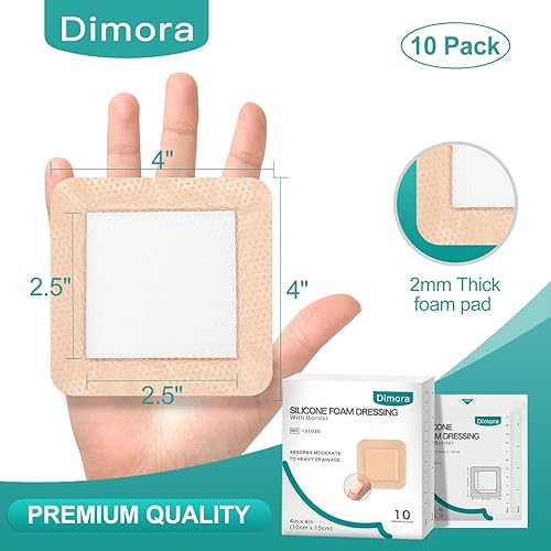Miniatura 7 de Dimora Apósito de película transparente para heridas de 6 x 8 pulgadas, 20 paquetes + apósito de espuma de silicona con adhesivo de borde de 4 x 4