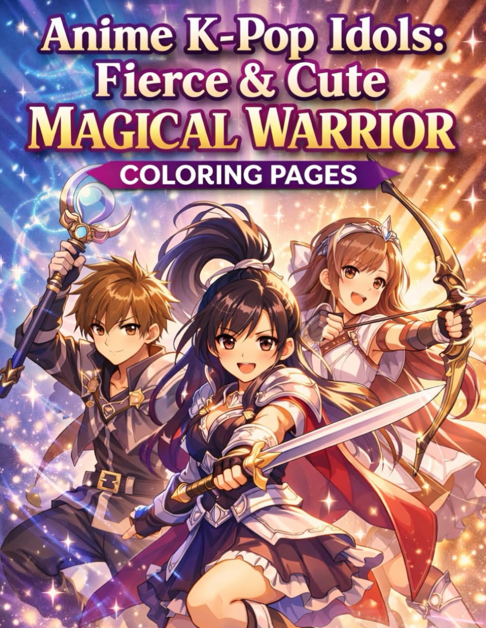 Anime K-Pop Idols Coloring Book: Fierce & Cute Magical Warrior Pages for Teens & Adults: 40+ Magical Warriors to Color, Cute & Fierce Anime K-Pop Idols, Fun Fantasy Coloring for Teens and Adults