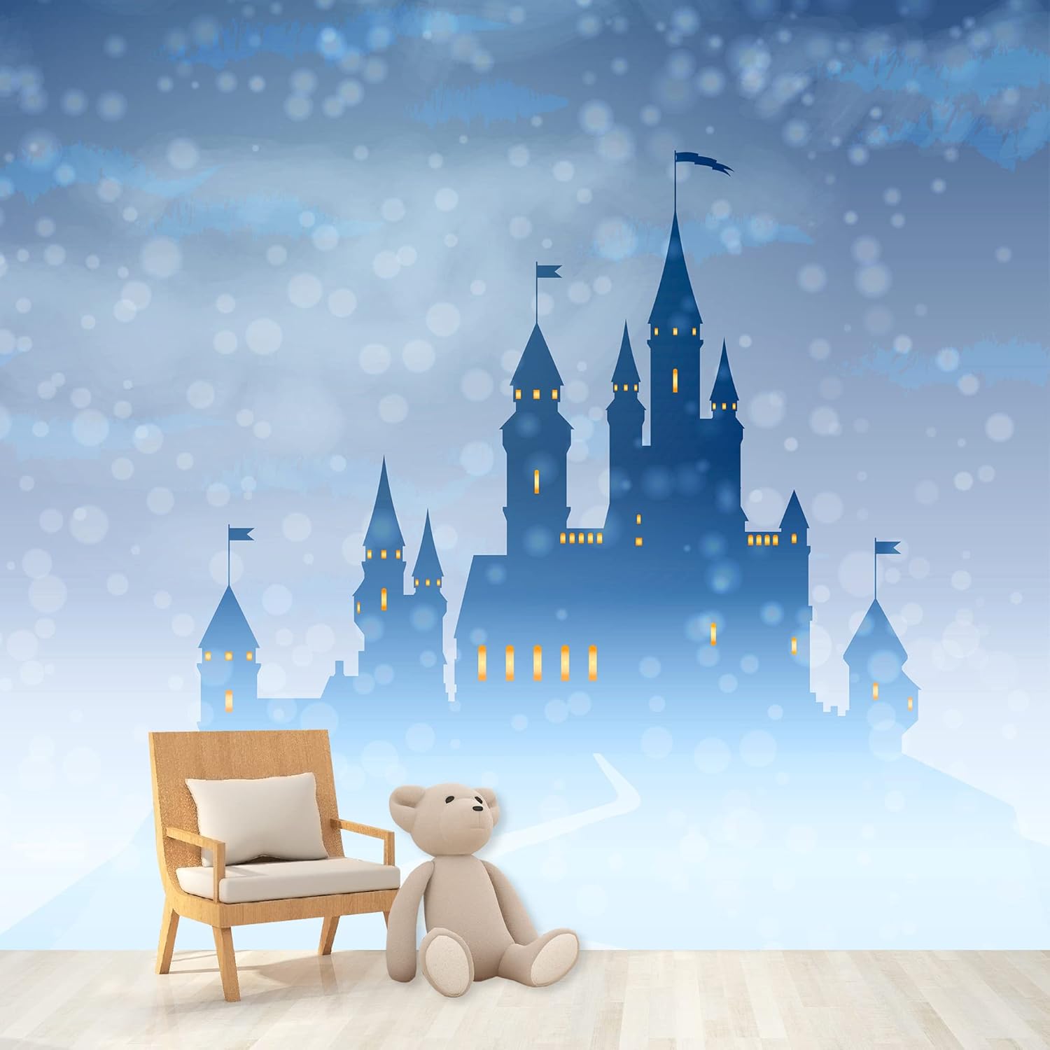 IDEA4WALL Wall Murals for Bedroom Dream Castle Large Removable Wallpaper Peel and Stick Wall Stickers - 100x144 inches