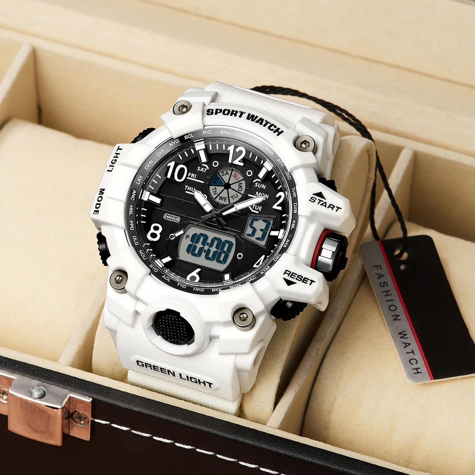 Reloj deportivo analógico para hombre, resistente al agua, 5 ATM, resistente al agua, con iluminación de cuarzo, resistente a los golpes, prácticos relojes para hombre, correr, senderismo, camping