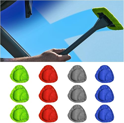 Ziciner 12 paños de microfibra para el cuidado del automóvil para limpiador de parabrisas, kit de cubierta de almohadillas de microfibra