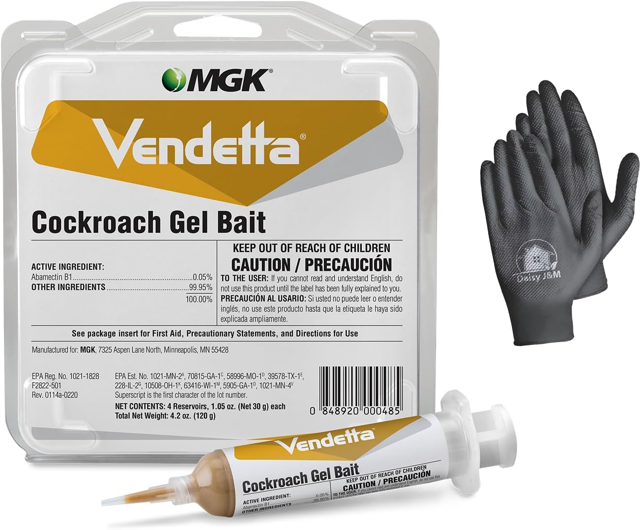 Vendetta Cockroach Gel Bait (30g x 4 Syringes)+ Disposable Gloves