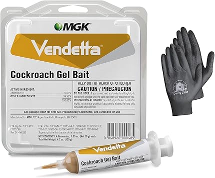 Vendetta Cockroach Gel Bait 30g x 4 Syringes+ Disposable Gloves