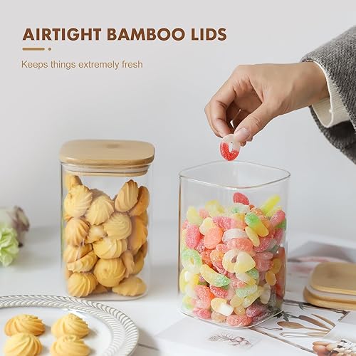 Miniatura 5 de Mrany Contenedores de almacenamiento de vidrio con tapas, juego de 5, tarros de alimentos transparentes para despensa, barra de café, recipientes