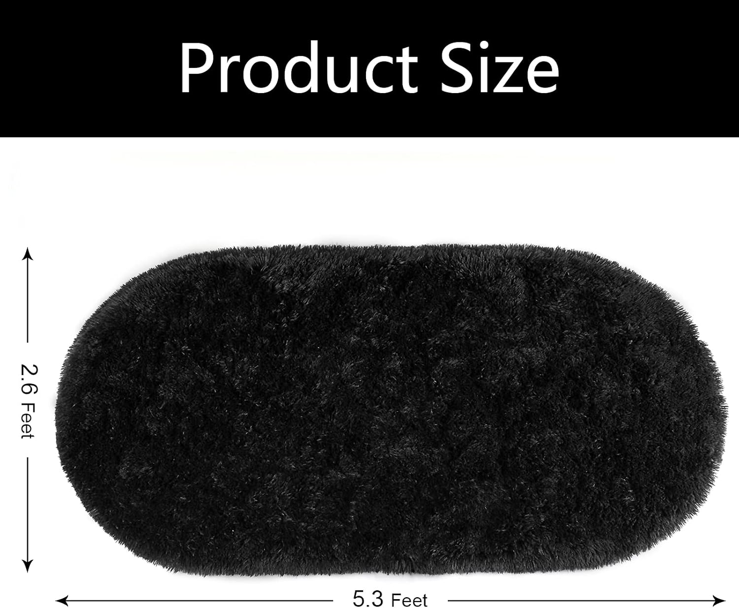 Softlife Rug for Living Room 5.3x7.6 and 2.6x5.3 Feet Area Rug for Bedroom Super Soft Shaggy Rugs for Kids Room Fluffy Fuzzy Carpets Long Plush Bedside Rug Nursery, Black