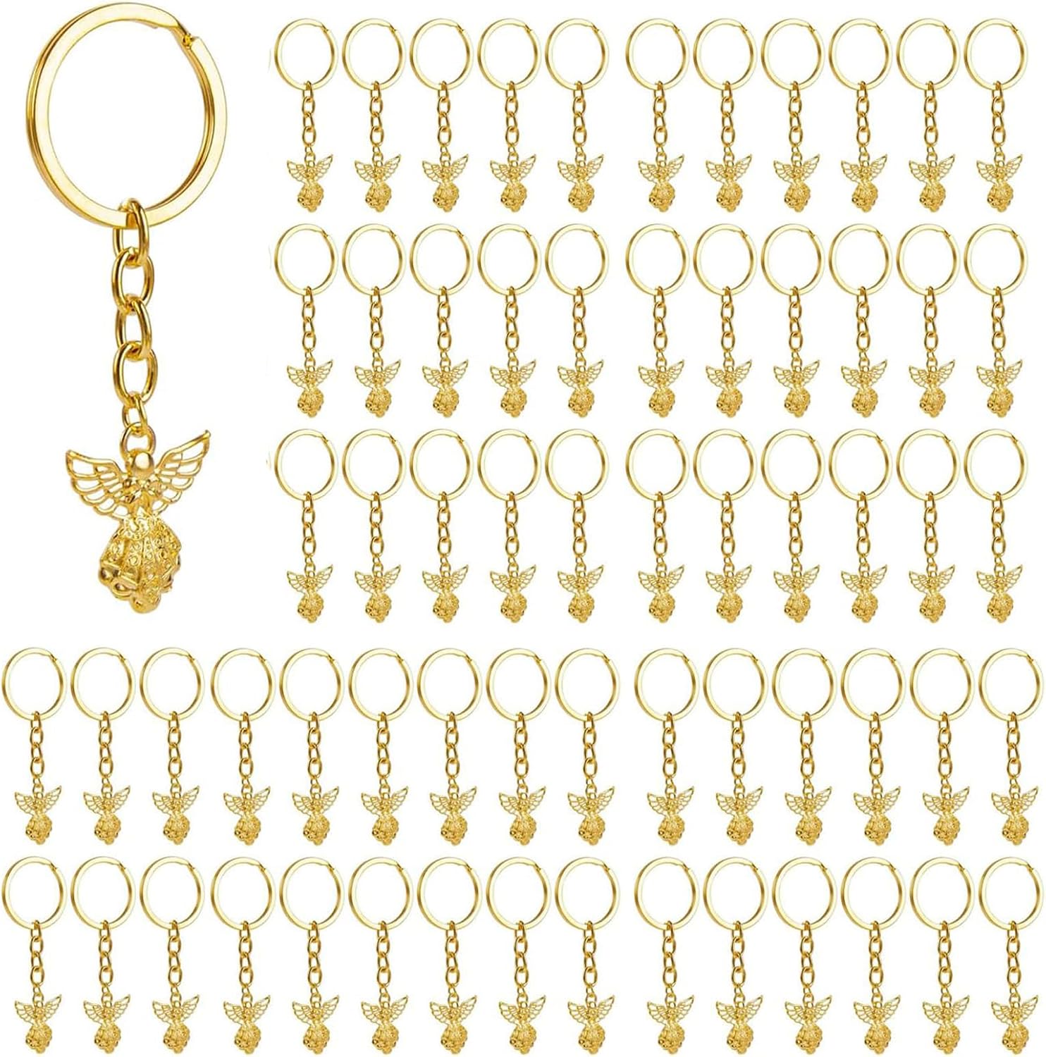 AUEAR, Silver Tone Guardian Angel Charm Keychain Key Ring for Wedding Party Favors Arts Crafts DIY