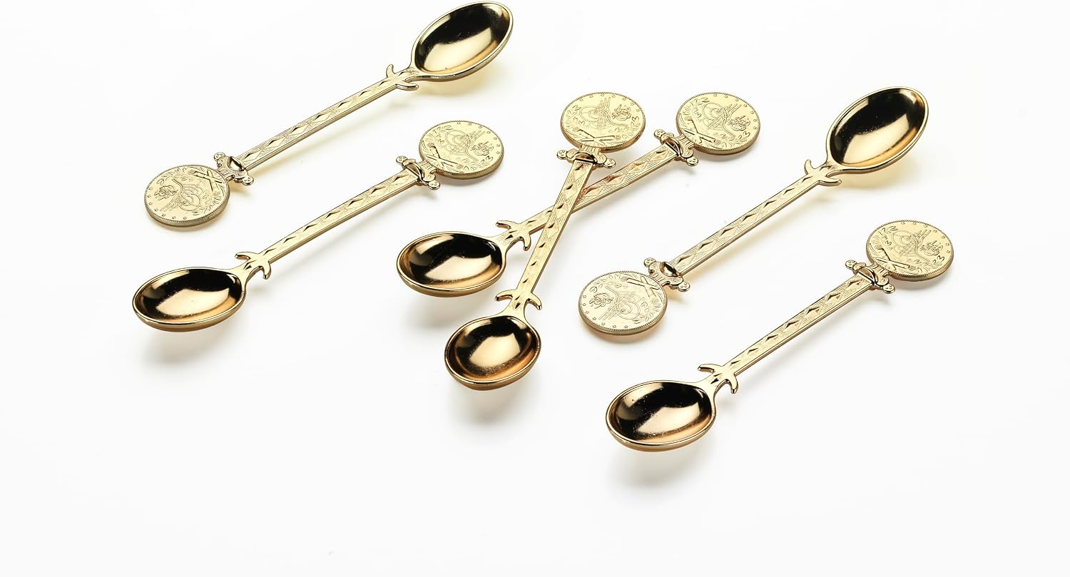 Alisveristime Resat Coin Decorative Zamac Tea Spoons Set, 6-Piece (Gold) image 4