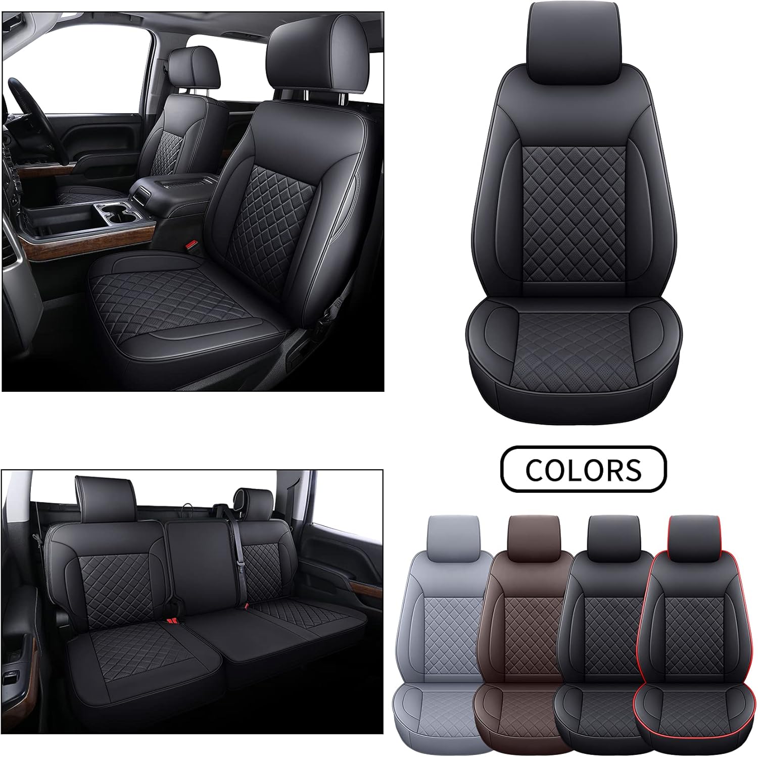 LUCKYMAN CLUB Chevy Silverado/Sierra P01S1 Seat Covers Full Set, Fit 20072013&20192022 1500/