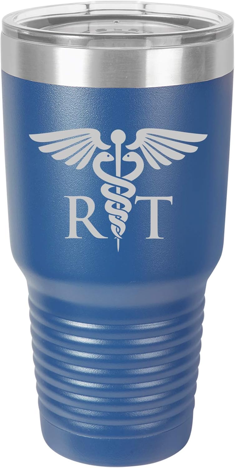 Tumbler Stainless Steel Vacuum Insulated Travel Mug RT Respiratory Therapist (Black, 30 oz)