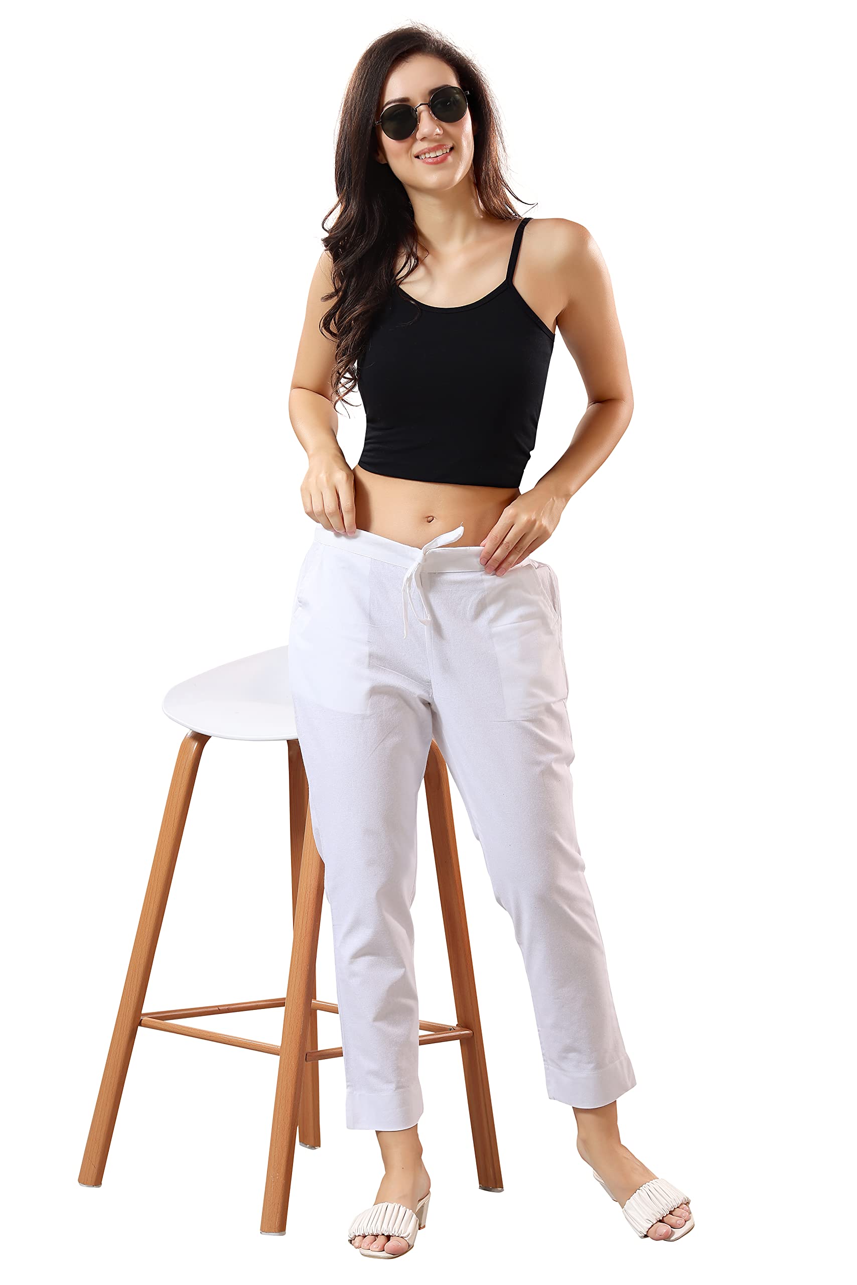TRASA Ultra Soft Cotton Regular and Plus 8 Colour Cotton Pants for Womens and Girls, White - 4XL - Image 7 thumbnail