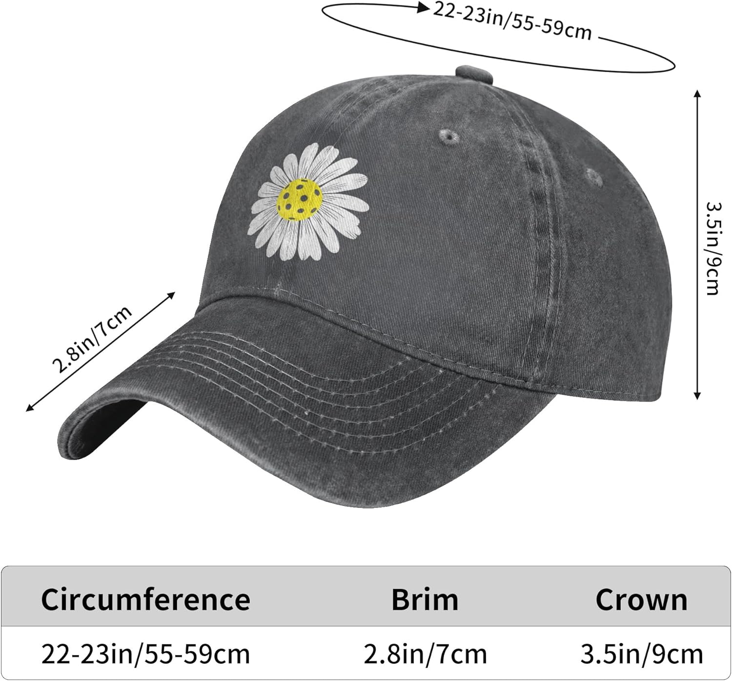 Waldeal Pickleball Hat for Women, Ajustable Embroidered Daisy Washed Denim Baseball Cap - Image 7