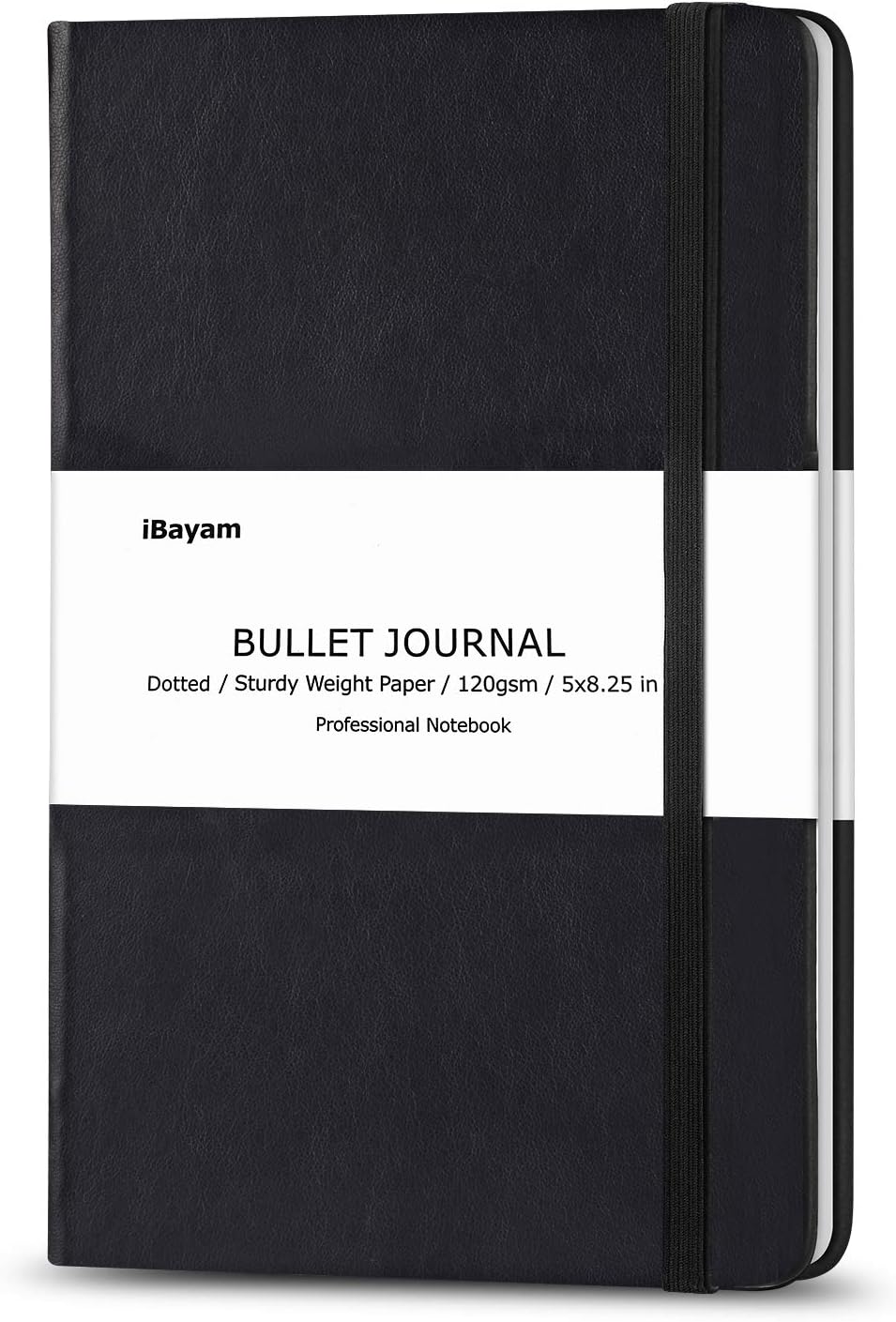 Dotted Grid Notebook/Journal, Dot Grid Hard Cover Notebook, 120gsm Premium Thick Paper with Fine Inner Pocket for School & Office Supplies, Black Smooth Faux Leather, 5''×8.25''