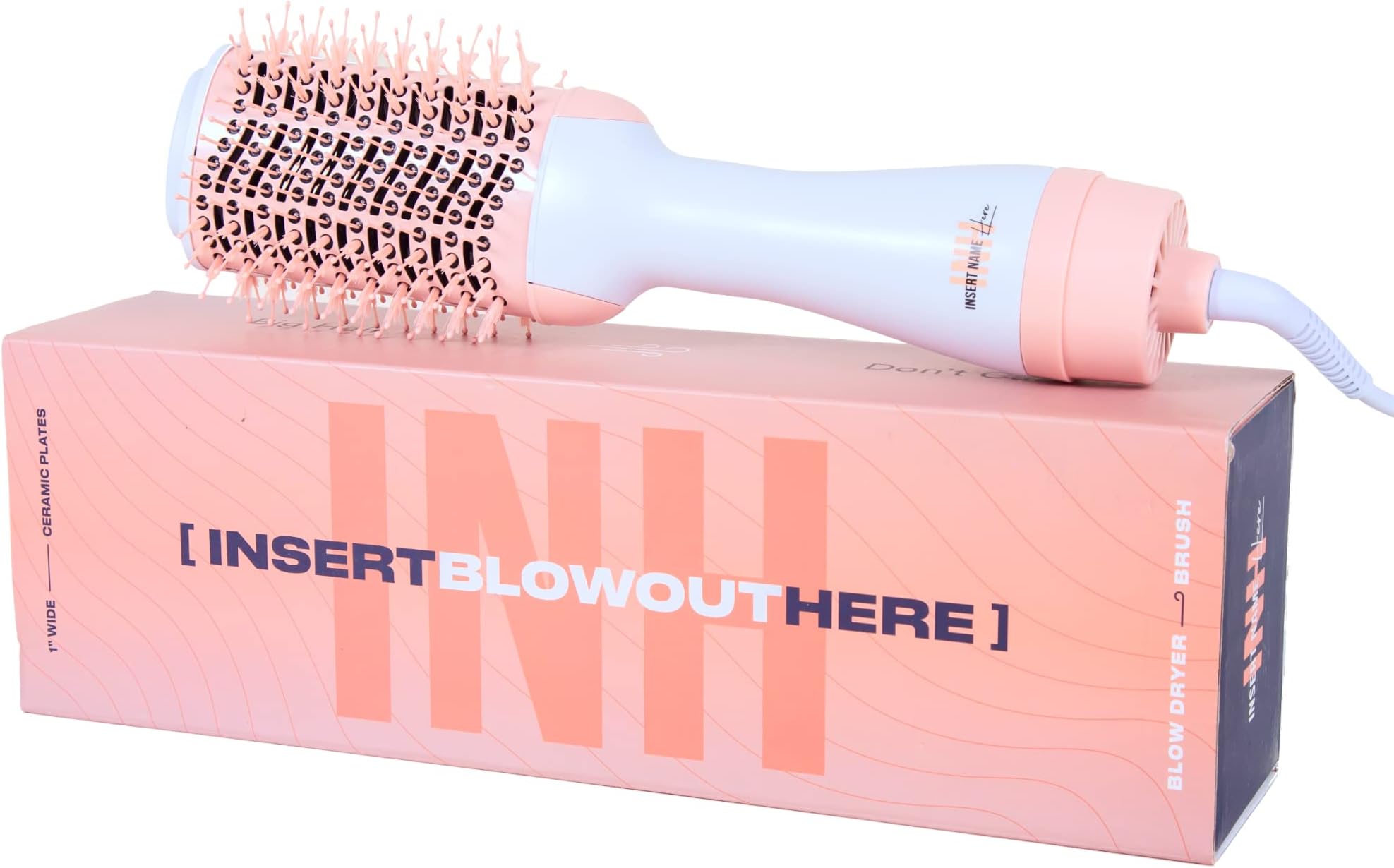 INH Blowout Brush Hair Dryer | Ceramic Titanium Hair Straightener and Curler 2 in 1 | Heated Round Brush Styler & Volumizer w/ 3 Heat Speed Settings for Fast Drying & Professional Salon Styling, Pink
