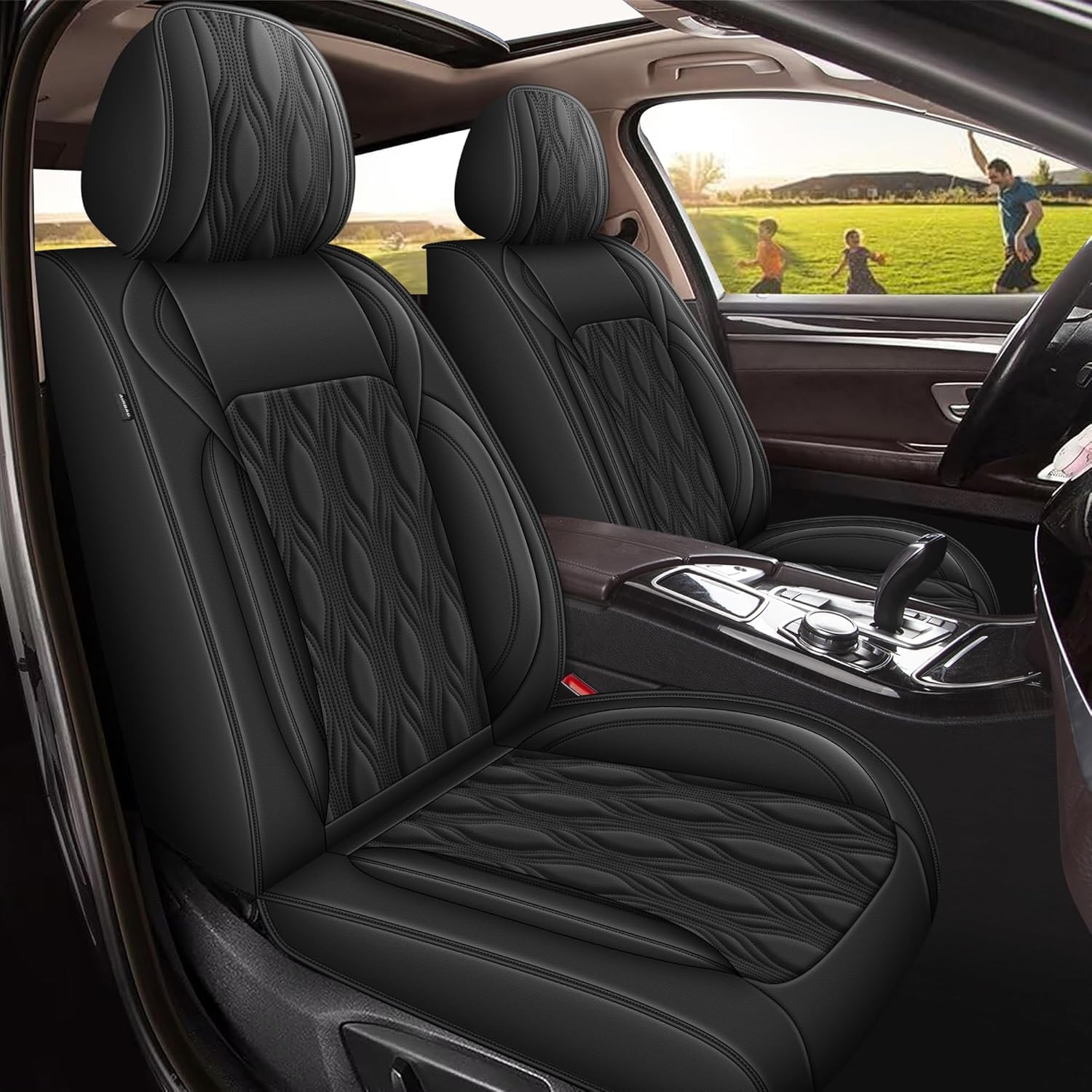 DISUTOGO Car Seat Covers Fit for Acura TL 2004-2014: Seat Covers Full Set Faux Leather Waterproof Automotive Seat Cushion Protector Compatible Airbag (5 Seats,Black)