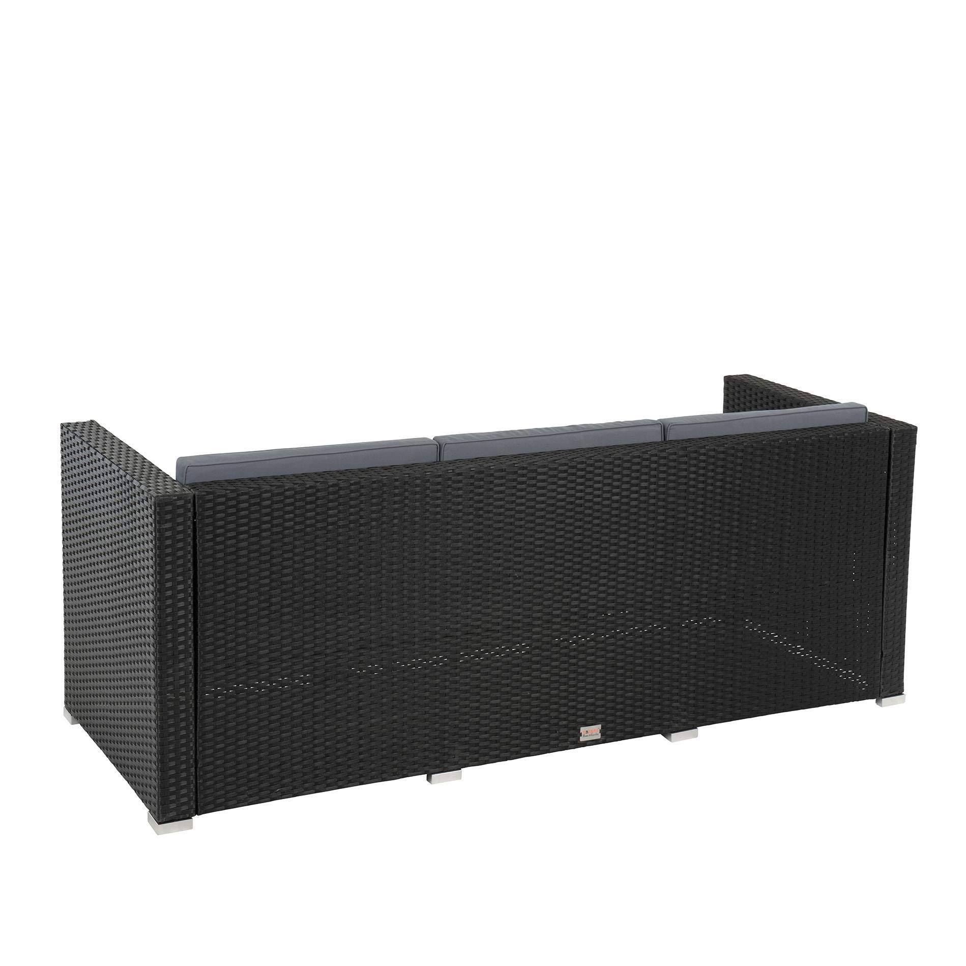 ESTEXO Rattan Lounge Sitzgruppe Polyrattan Gartenmöbel Set Couch 3-Sitzer Rattanmöbel Sofa Set Essgruppe Gartenset Balkon-Set (Schwarz)
