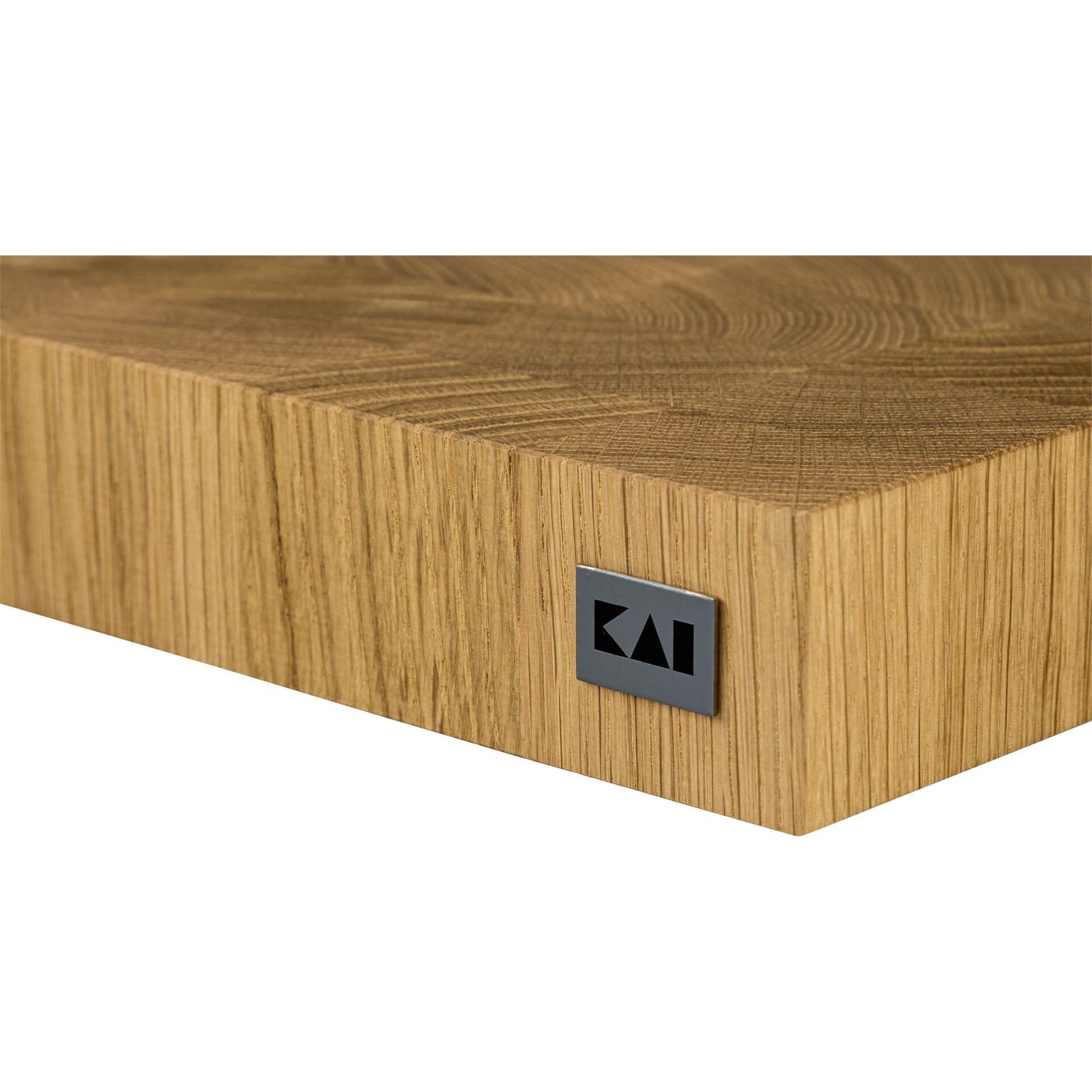 KAI Bloque de corte oscuro de roble, con pies de goma antideslizantes - Dimensiones: 39 x 26,2 x 5,3 cm - Tabla de cortar de alta calidad para uso profesional