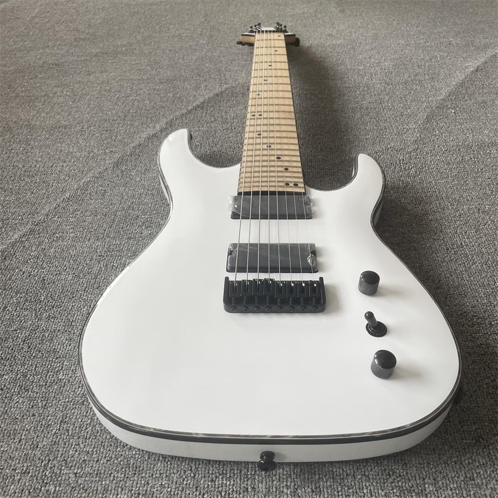 Guitarra eléctrica blanca personalizada de 8 cuerdas con mástil arce: perfecta for guitarristas profesionales y entusiastas que buscan un sonido alto