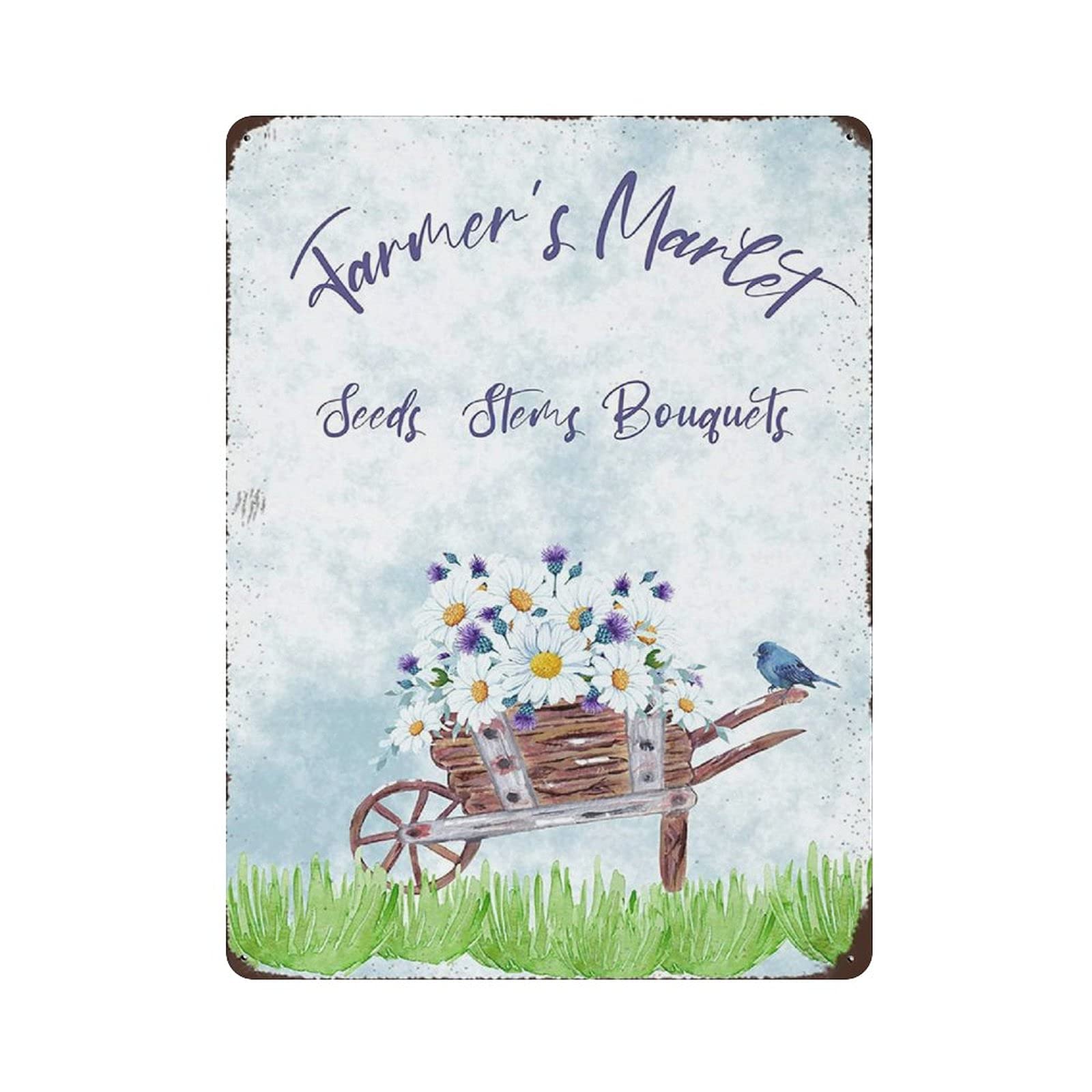 Farmers Market Seeds Farmhouse Tin Sign Metal Plaque Art Hanging Iron Painting Retro Home Kitchen Garden Garage Wall Decor 16"x12"