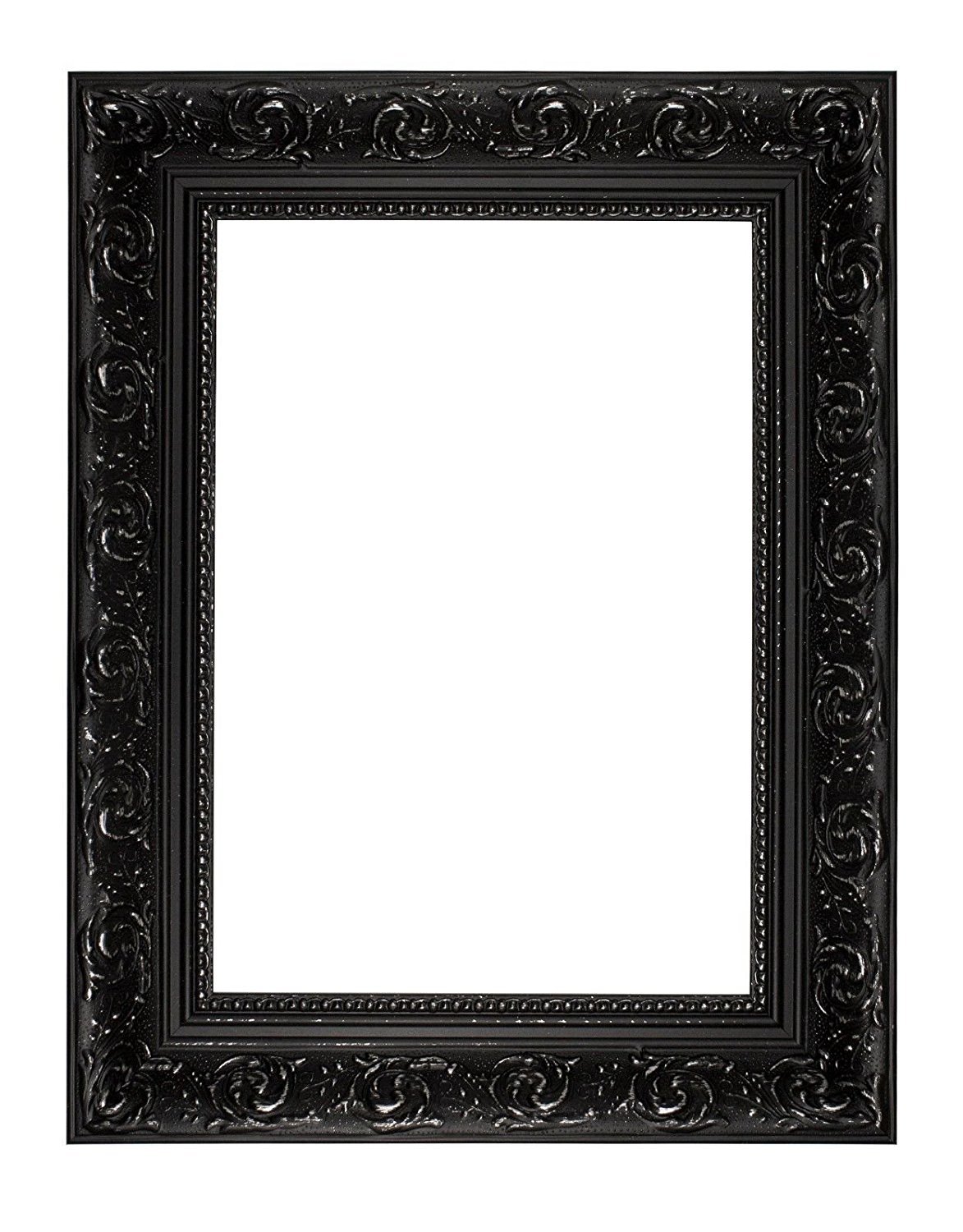 Memory Box Wide Baroque Range Ornate Picture/Photo/Poster frame with Real Glass - (35.6 x 25.4cm) Black 14" x 10"