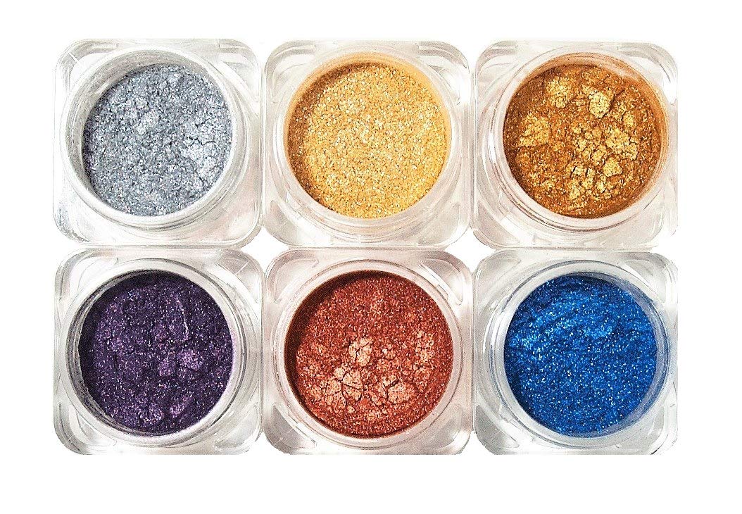 Mica Powder Pigment for Makeup - Lip Gloss Pigment Powder for Lipstick - Pigment Powder for Nails - Loose Mica Pigment Powder for Skin, Face & Body - Naked Cosmetics Heavy Metal Collection of 6