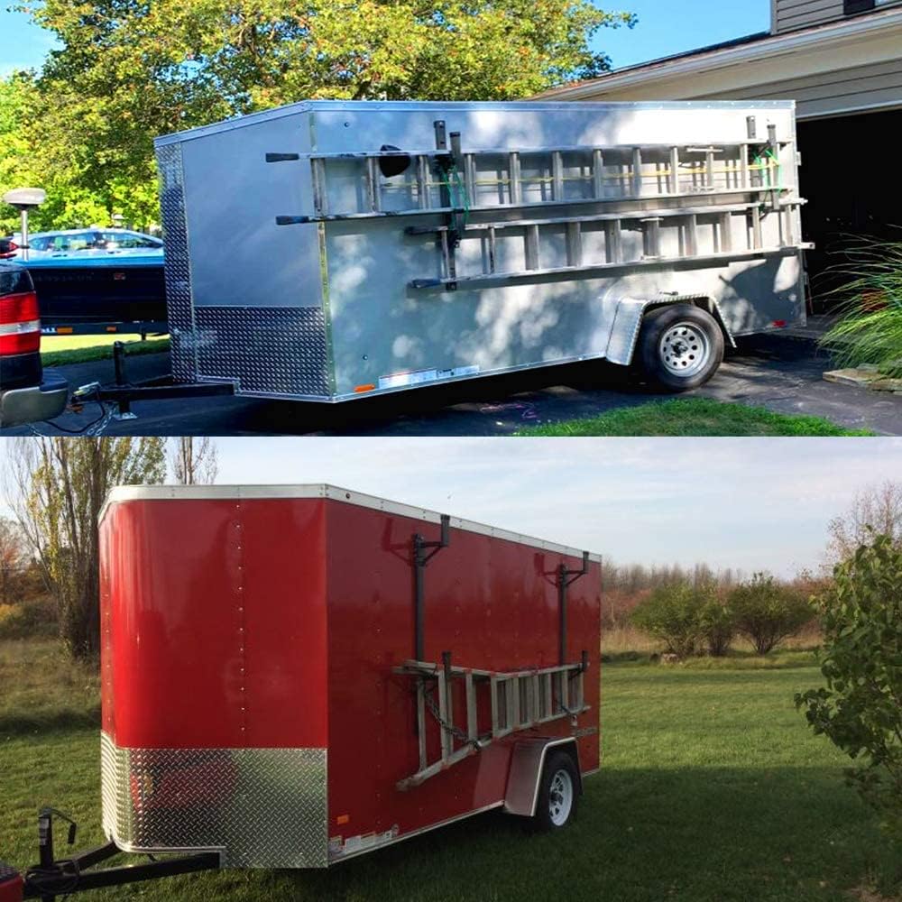 Lonwin Adjustable Side Mount Trailer Ladder Rack Fit for Enclosed Trailer Exterior Side Wall - Carry 2 Ladders