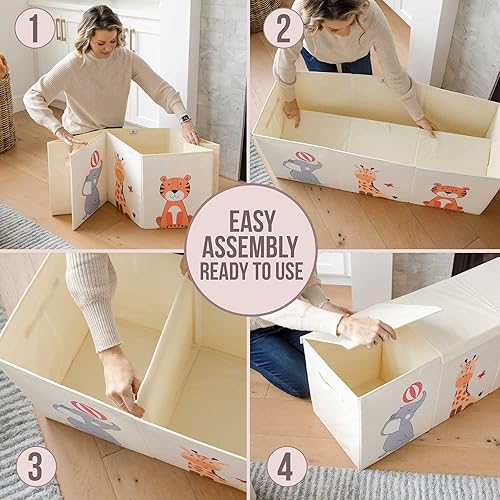 Miniatura 7 de Zebra Baby Organizador de almacenamiento de juguetes para niños y niños pequeños, 40 x 13.5 x 16.5 pulgadas, baúl plegable grande para juguetes