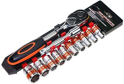 XDLB GLOBAL 12 in 1 Tool KIT Socket Set 1/2 Chrome Vanadium Combination Socket Wrench Set with Ratchet Spanner Car Repair Tool Set