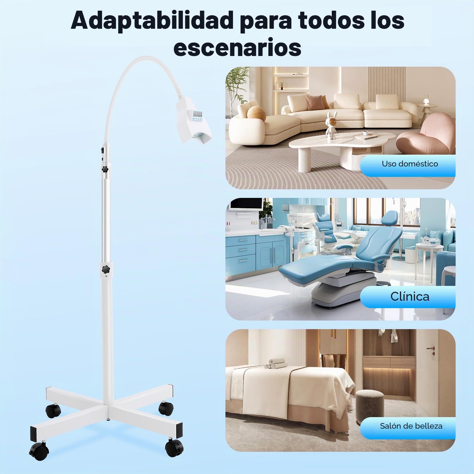 Lámpara LED de blanqueamiento dental de 21 W, lámpara de blanqueamiento dental profesional, 465-470 nm luz azul blanqueadora con acelerador de blanqueamiento para blanqueamiento dental y tratamientos